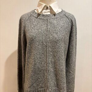 Lauren Ralph Lauren Layered Sweater Women’s S Grey w/ White Faux Shirt/Hem